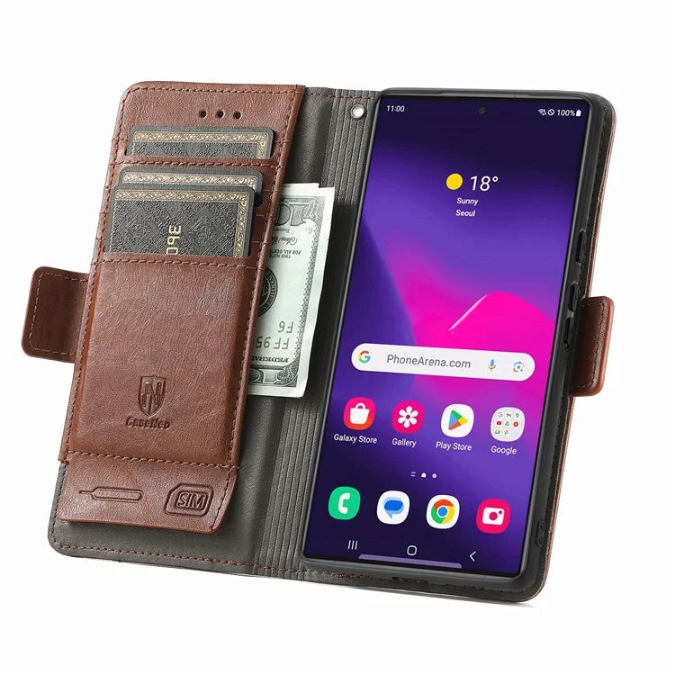 CASENEO 002 Series For Samsung Galaxy S24 Ultra Case RFID Blocking Wallet Splicing Leather Cover