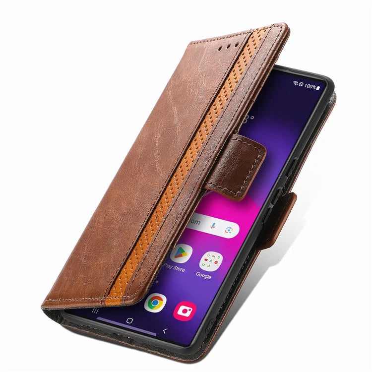 CASENEO 002 Series For Samsung Galaxy S24 Ultra Case RFID Blocking Wallet Splicing Leather Cover