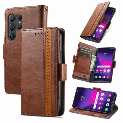 CASENEO 002 Series For Samsung Galaxy S24 Ultra Case RFID Blocking Wallet Splicing Leather Cover