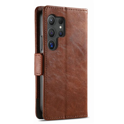 CASENEO 002 Series For Samsung Galaxy S24 Ultra Case RFID Blocking Wallet Splicing Leather Cover