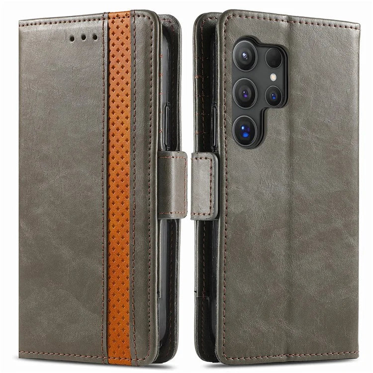 CASENEO 002 Series For Samsung Galaxy S24 Ultra Case RFID Blocking Wallet Splicing Leather Cover