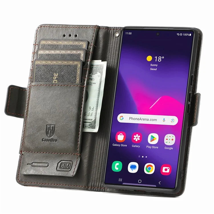 CASENEO 002 Series For Samsung Galaxy S24 Ultra Case RFID Blocking Wallet Splicing Leather Cover