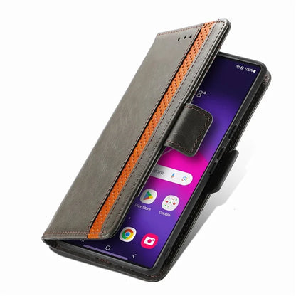 CASENEO 002 Series For Samsung Galaxy S24 Ultra Case RFID Blocking Wallet Splicing Leather Cover