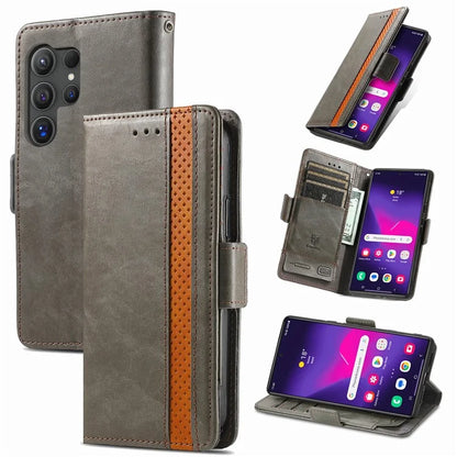CASENEO 002 Series For Samsung Galaxy S24 Ultra Case RFID Blocking Wallet Splicing Leather Cover