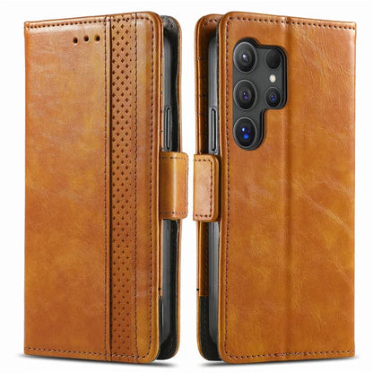 CASENEO 002 Series For Samsung Galaxy S24 Ultra Case RFID Blocking Wallet Splicing Leather Cover