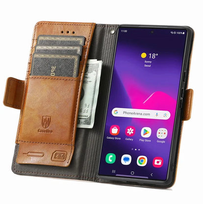 CASENEO 002 Series For Samsung Galaxy S24 Ultra Case RFID Blocking Wallet Splicing Leather Cover