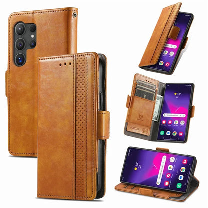 CASENEO 002 Series For Samsung Galaxy S24 Ultra Case RFID Blocking Wallet Splicing Leather Cover