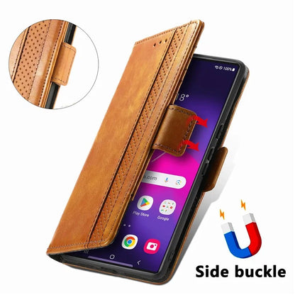 CASENEO 002 Series For Samsung Galaxy S24 Ultra Case RFID Blocking Wallet Splicing Leather Cover
