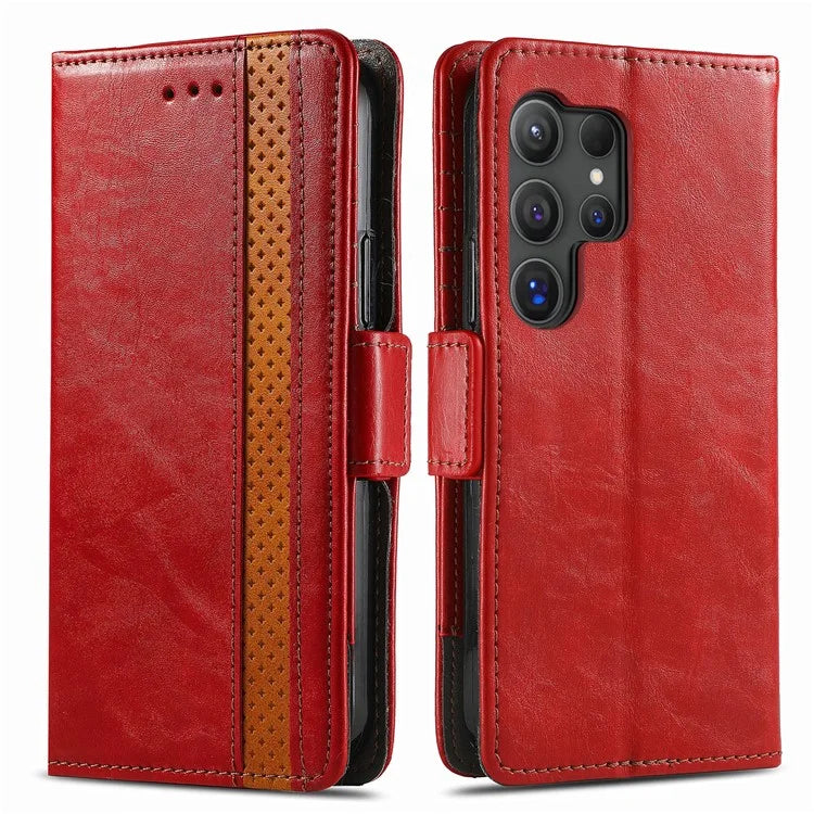 CASENEO 002 Series For Samsung Galaxy S24 Ultra Case RFID Blocking Wallet Splicing Leather Cover