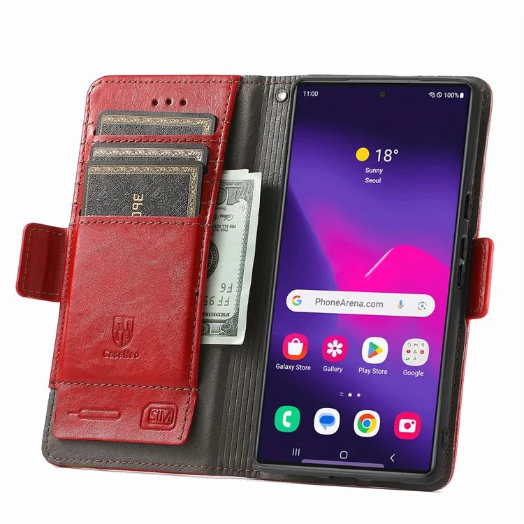 CASENEO 002 Series For Samsung Galaxy S24 Ultra Case RFID Blocking Wallet Splicing Leather Cover