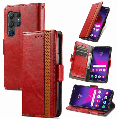 CASENEO 002 Series For Samsung Galaxy S24 Ultra Case RFID Blocking Wallet Splicing Leather Cover