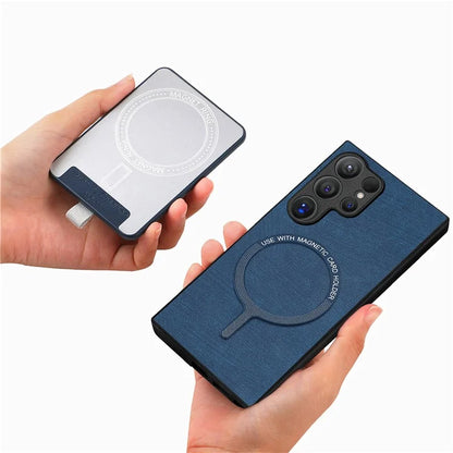 D7 For Samsung Galaxy S24 Ultra Case Ring Kickstand Phone Cover with Detachable Card Bag