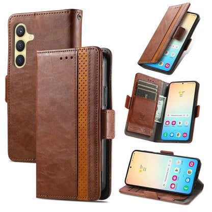 CASENEO 002 Series For Samsung Galaxy S24 Case RFID Blocking Splicing Wallet Phone Cover