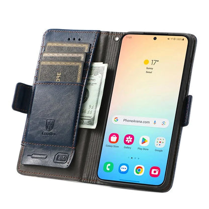 CASENEO 002 Series For Samsung Galaxy S24 Case RFID Blocking Splicing Wallet Phone Cover