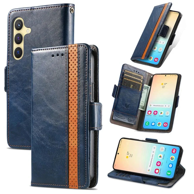 CASENEO 002 Series For Samsung Galaxy S24 Case RFID Blocking Splicing Wallet Phone Cover