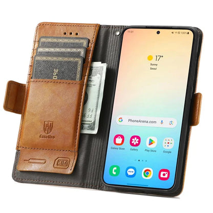 CASENEO 002 Series For Samsung Galaxy S24 Case RFID Blocking Splicing Wallet Phone Cover