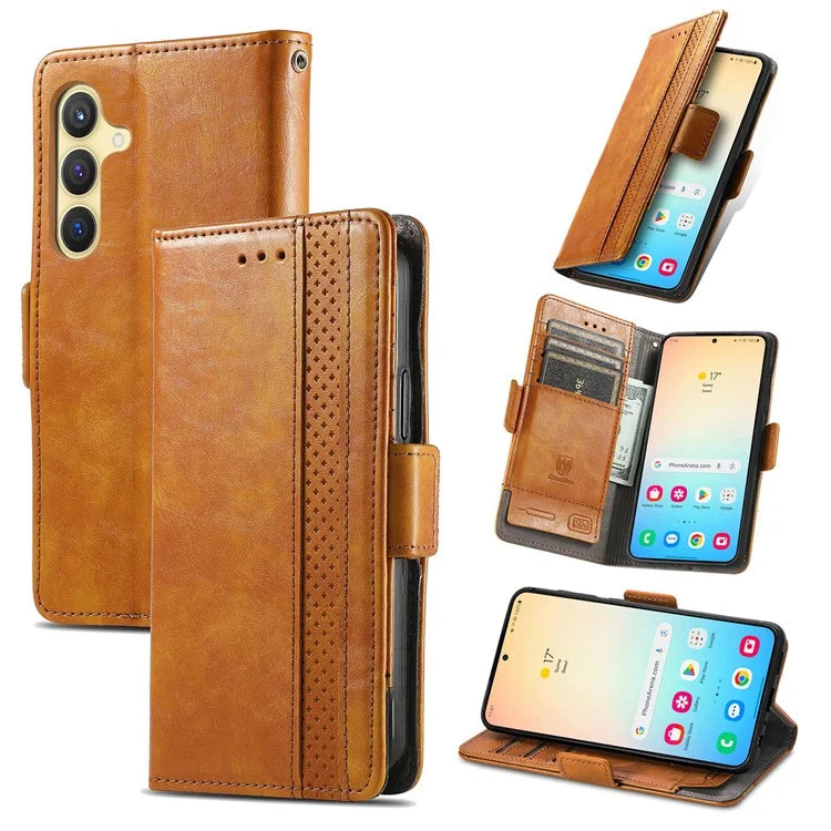 CASENEO 002 Series For Samsung Galaxy S24 Case RFID Blocking Splicing Wallet Phone Cover