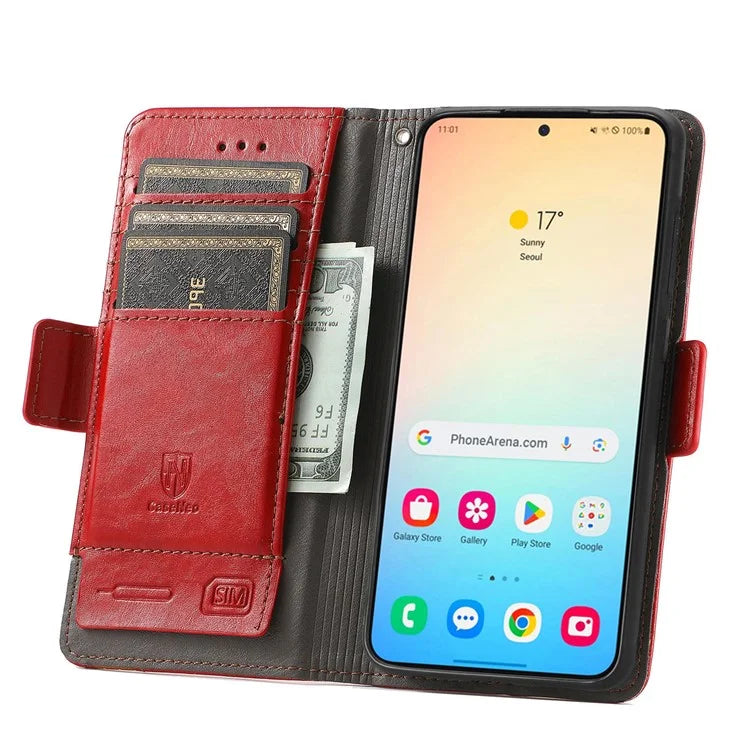 CASENEO 002 Series For Samsung Galaxy S24+ Case PU Leather Stand RFID Blocking Cover