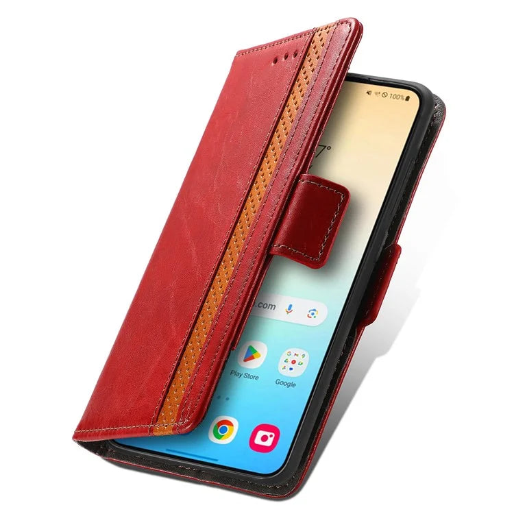 CASENEO 002 Series For Samsung Galaxy S24+ Case PU Leather Stand RFID Blocking Cover