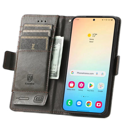 CASENEO 002 Series For Samsung Galaxy S24+ Case PU Leather Stand RFID Blocking Cover