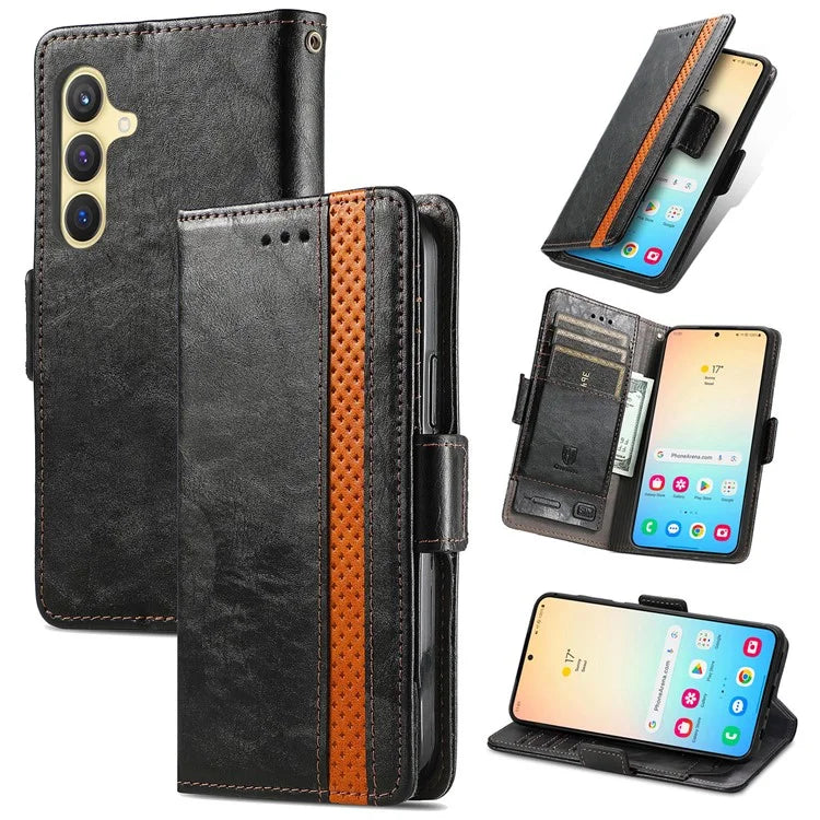 CASENEO 002 Series For Samsung Galaxy S24+ Case PU Leather Stand RFID Blocking Cover
