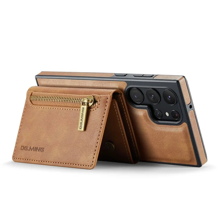DG.MING M5 Series For Samsung Galaxy S22 Ultra 5G Case RFID Blocking Wallet Phone Cover