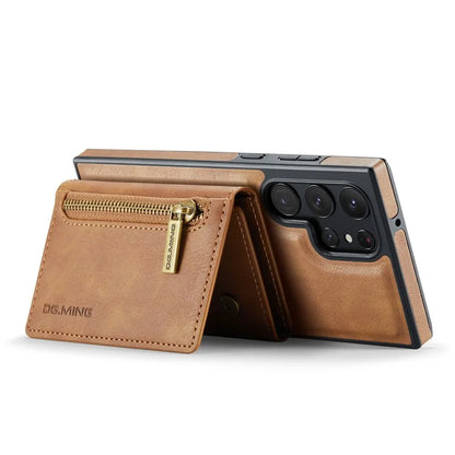 DG.MING M5 Series For Samsung Galaxy S22 Ultra 5G Case RFID Blocking Wallet Phone Cover