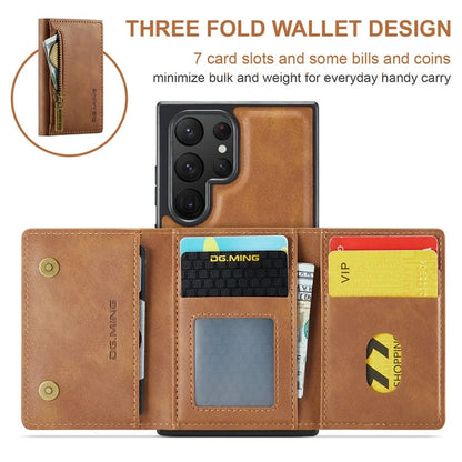 DG.MING M5 Series For Samsung Galaxy S22 Ultra 5G Case RFID Blocking Wallet Phone Cover
