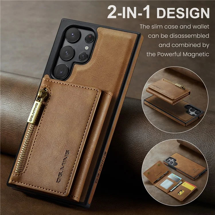DG.MING M5 Series For Samsung Galaxy S22 Ultra 5G Case RFID Blocking Wallet Phone Cover