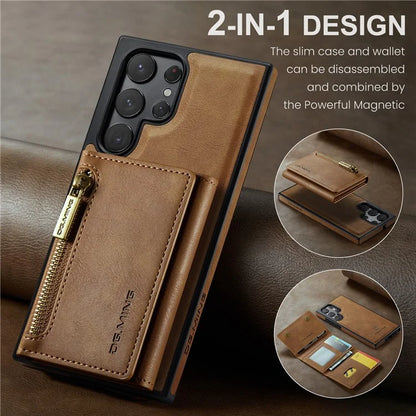 DG.MING M5 Series For Samsung Galaxy S22 Ultra 5G Case RFID Blocking Wallet Phone Cover