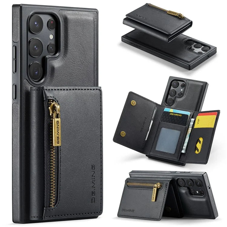 DG.MING M5 Series For Samsung Galaxy S22 Ultra 5G Case RFID Blocking Wallet Phone Cover