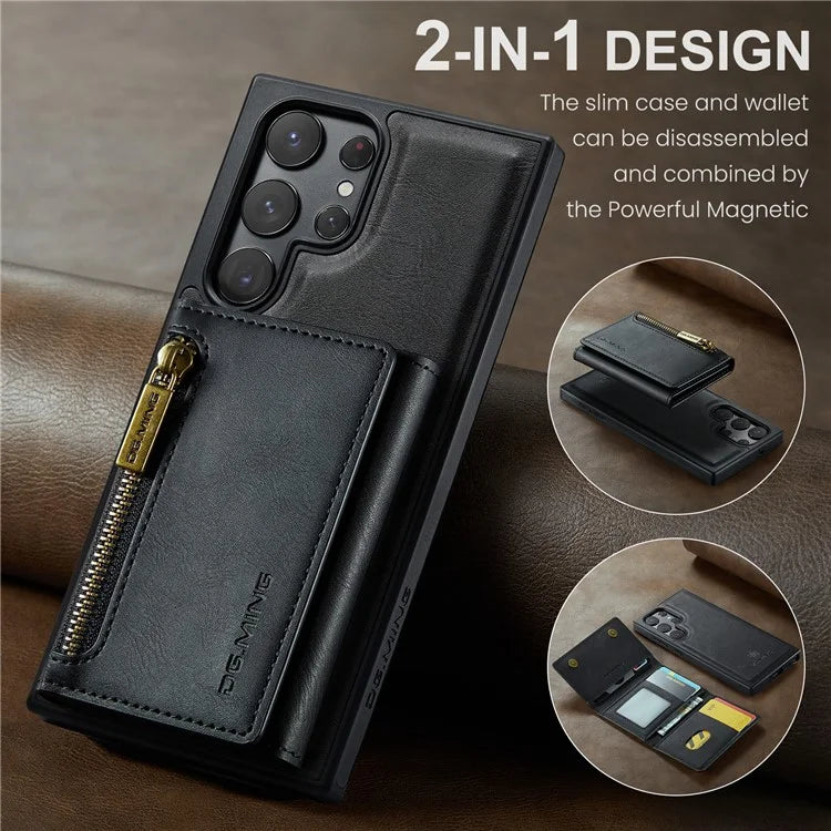 DG.MING M5 Series For Samsung Galaxy S22 Ultra 5G Case RFID Blocking Wallet Phone Cover