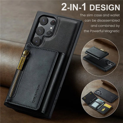 DG.MING M5 Series For Samsung Galaxy S22 Ultra 5G Case RFID Blocking Wallet Phone Cover