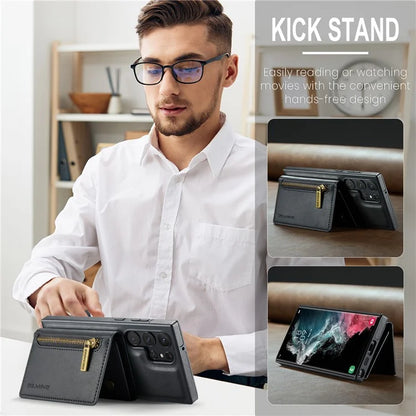 DG.MING M5 Series For Samsung Galaxy S22 Ultra 5G Case RFID Blocking Wallet Phone Cover