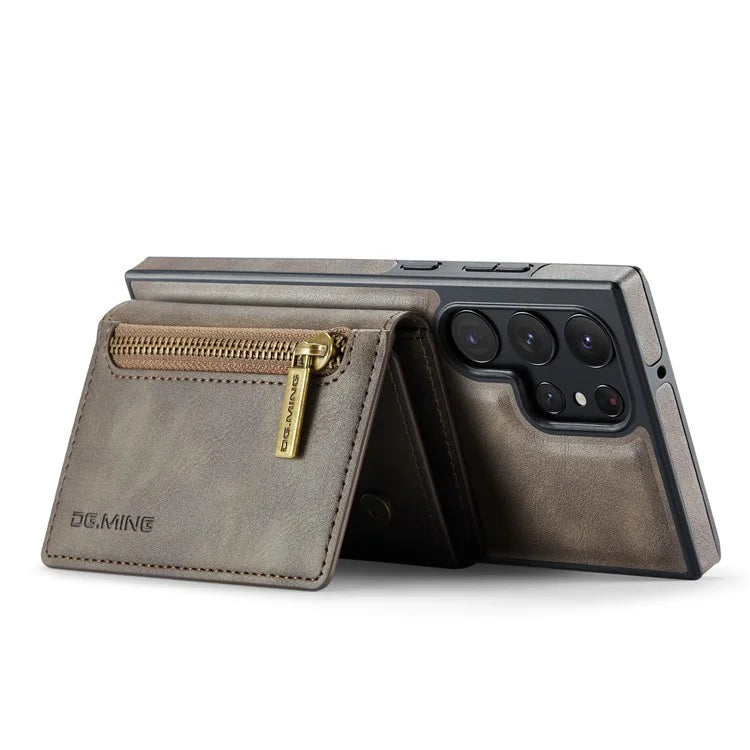 DG.MING M5 Series For Samsung Galaxy S22 Ultra 5G Case RFID Blocking Wallet Phone Cover