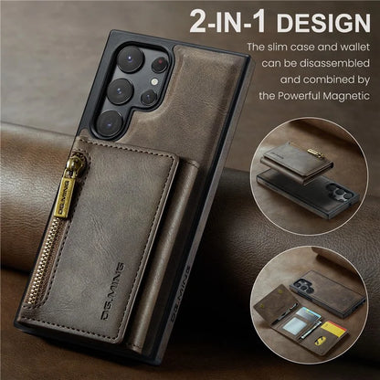 DG.MING M5 Series For Samsung Galaxy S22 Ultra 5G Case RFID Blocking Wallet Phone Cover