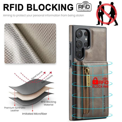 DG.MING M5 Series For Samsung Galaxy S22 Ultra 5G Case RFID Blocking Wallet Phone Cover