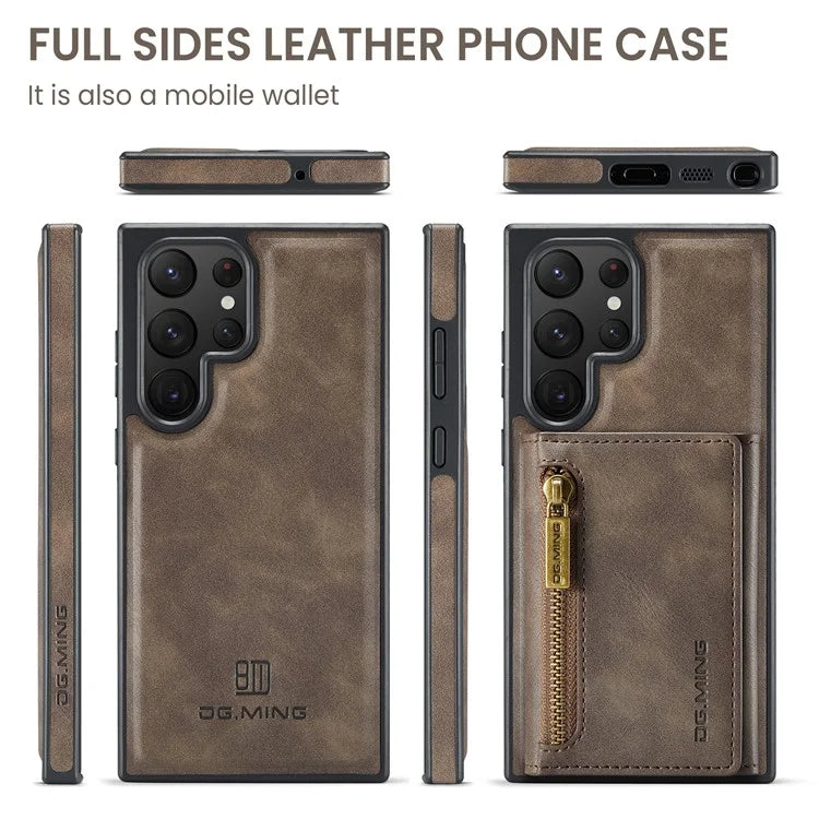 DG.MING M5 Series For Samsung Galaxy S22 Ultra 5G Case RFID Blocking Wallet Phone Cover