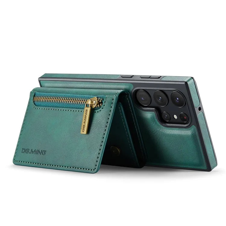 DG.MING M5 Series For Samsung Galaxy S22 Ultra 5G Case RFID Blocking Wallet Phone Cover