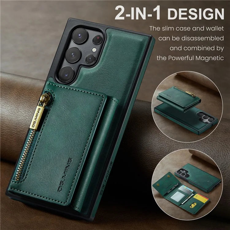 DG.MING M5 Series For Samsung Galaxy S22 Ultra 5G Case RFID Blocking Wallet Phone Cover