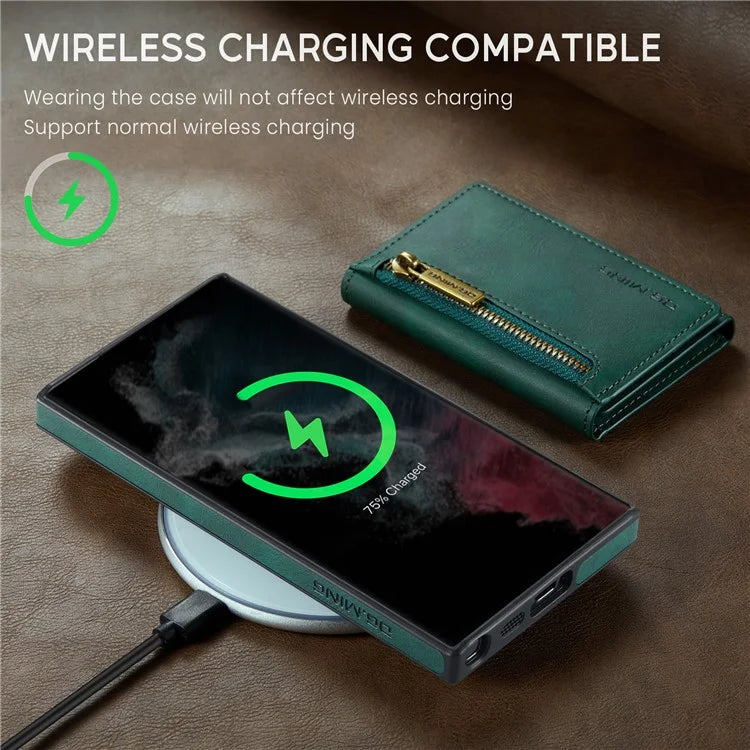 DG.MING M5 Series For Samsung Galaxy S22 Ultra 5G Case RFID Blocking Wallet Phone Cover