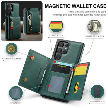 DG.MING M5 Series For Samsung Galaxy S22 Ultra 5G Case RFID Blocking Wallet Phone Cover
