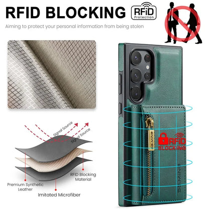 DG.MING M5 Series For Samsung Galaxy S22 Ultra 5G Case RFID Blocking Wallet Phone Cover