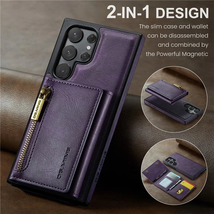 DG.MING M5 Series For Samsung Galaxy S22 Ultra 5G Case RFID Blocking Wallet Phone Cover