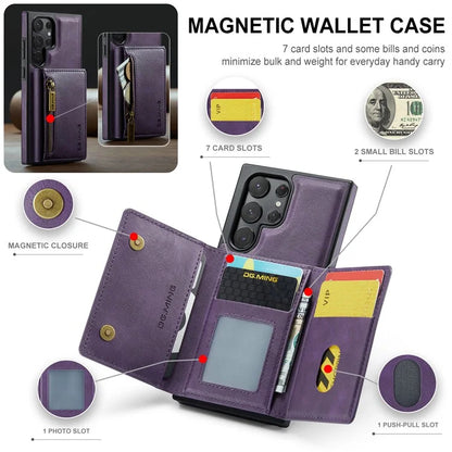 DG.MING M5 Series For Samsung Galaxy S22 Ultra 5G Case RFID Blocking Wallet Phone Cover