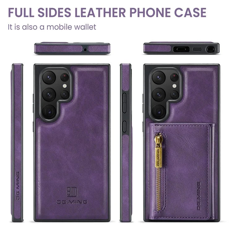 DG.MING M5 Series For Samsung Galaxy S22 Ultra 5G Case RFID Blocking Wallet Phone Cover