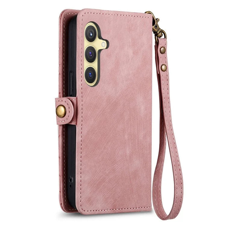 For Samsung Galaxy S24 Case Geometry Pattern Zipper Pocket Phone Cover