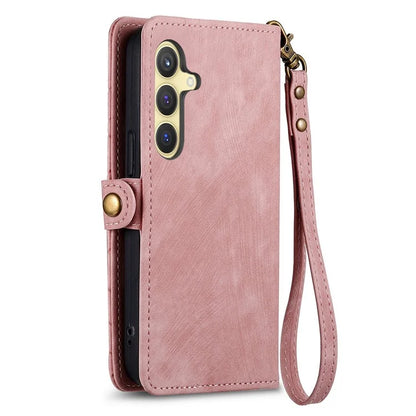 For Samsung Galaxy S24 Case Geometry Pattern Zipper Pocket Phone Cover