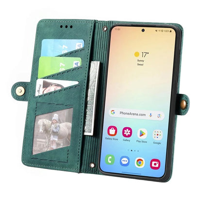 For Samsung Galaxy S24 Case Geometry Pattern Zipper Pocket Phone Cover