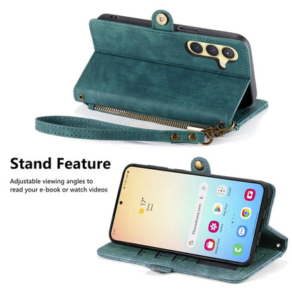 For Samsung Galaxy S24 Case Geometry Pattern Zipper Pocket Phone Cover